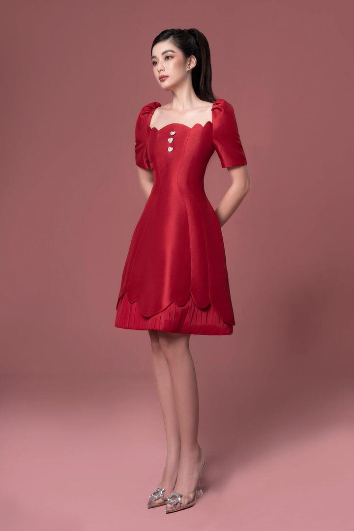 Rosa A-line Short Sleeved Taffeta Mini Dress - MEAN BLVD