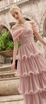 Rosabella Layered Off-Shoulder Tulle Floor Length Dress - MEAN BLVD