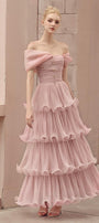Rosabella Layered Off-Shoulder Tulle Floor Length Dress - MEAN BLVD