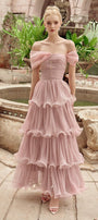 Rosabella Layered Off-Shoulder Tulle Floor Length Dress - MEAN BLVD
