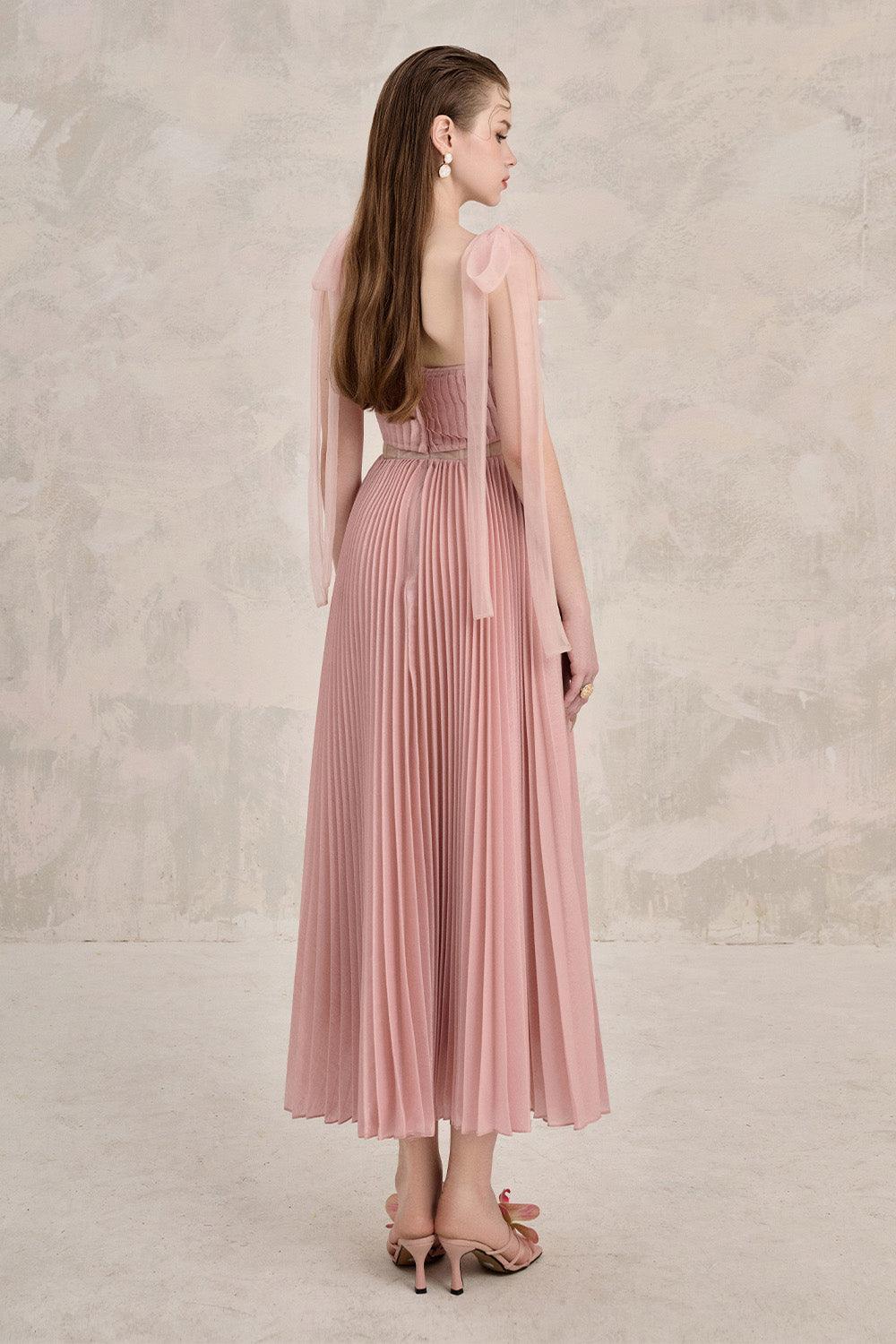 pleated corset midi dress NICHOLAS Cory Sleeveless Pleated Corset Midi Dress, Dark Purpl, Women's, 8, Cocktail & Party Wedding Guest Dresses Sleeveless Dresses