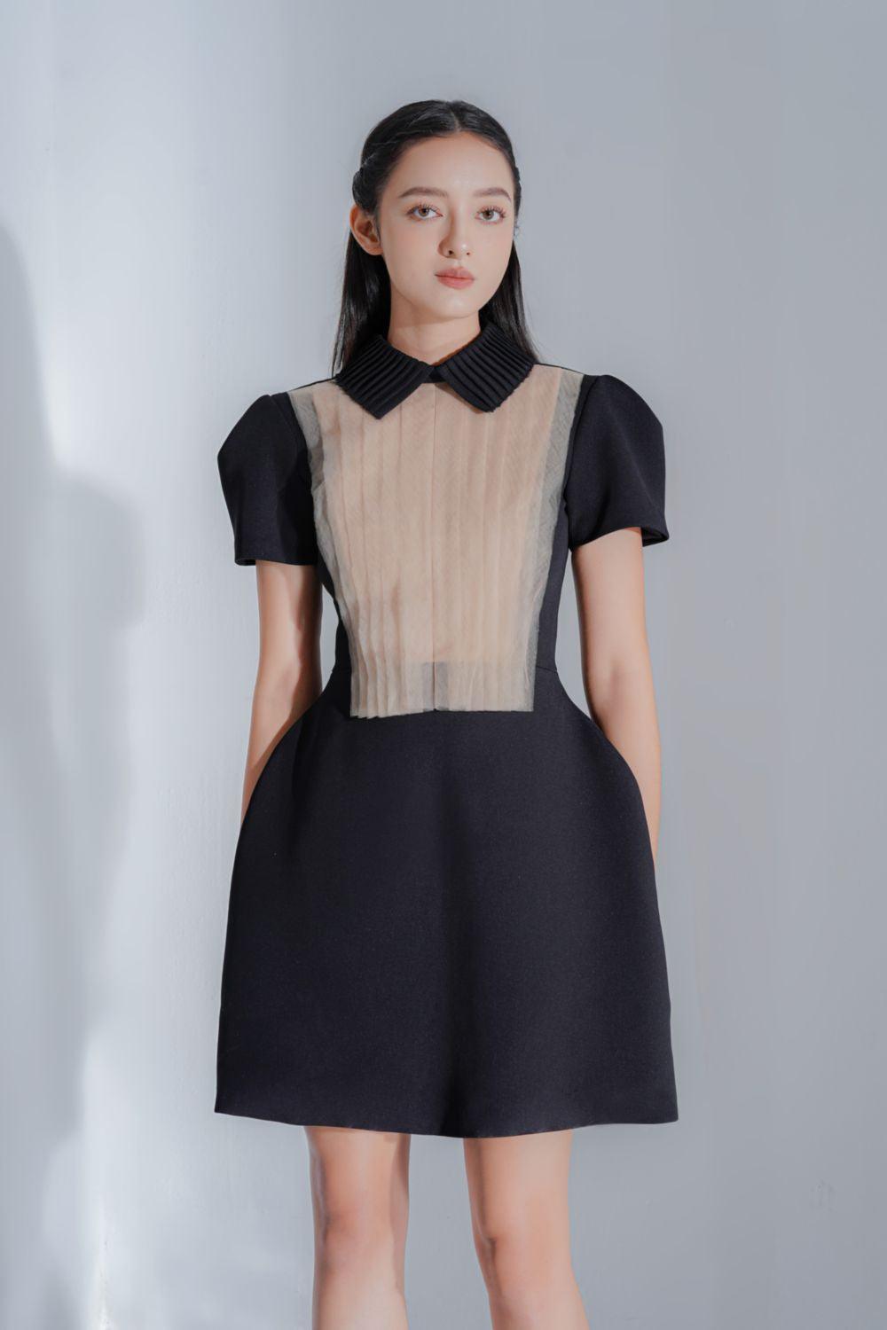 Rosaline A-line Collared Neck Cotton Polyester Mini Dress - MEAN BLVD