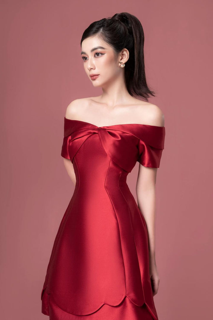 Rosaline A-line Off-Shoulder Taffeta Mini Dress - MEAN BLVD