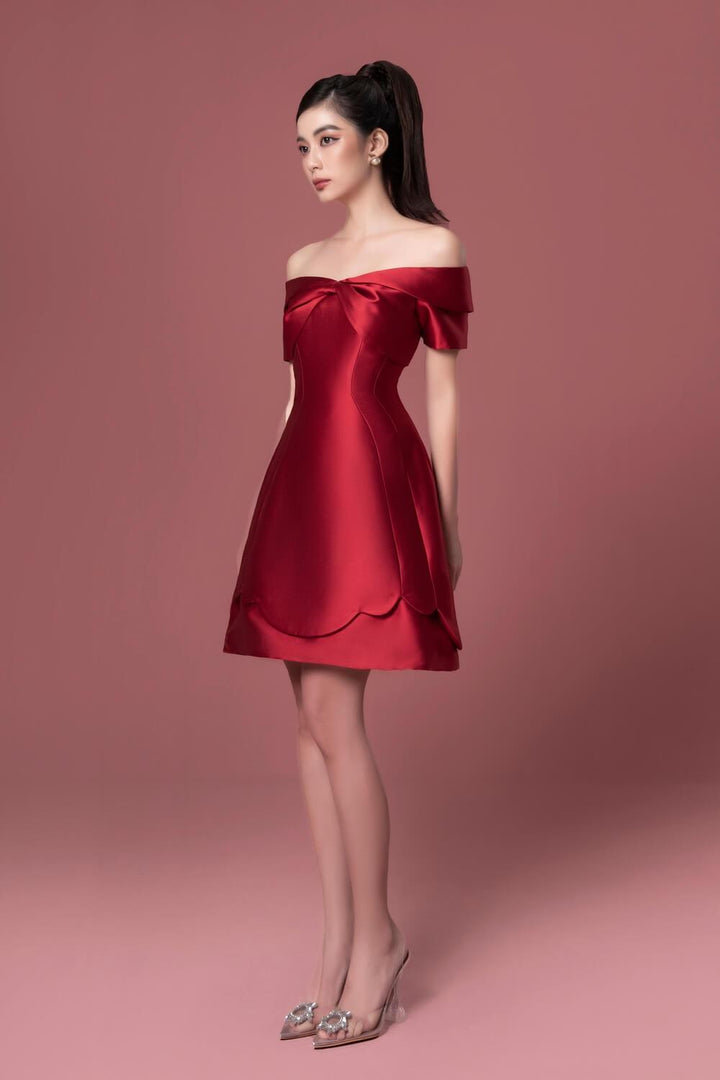 Rosaline A-line Off-Shoulder Taffeta Mini Dress - MEAN BLVD