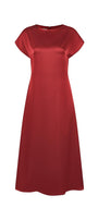 Rose A-line Round Neck Poly Silk Calf Length Dress - MEAN BLVD