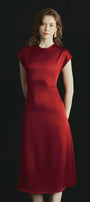 Rose A-line Round Neck Poly Silk Calf Length Dress - MEAN BLVD