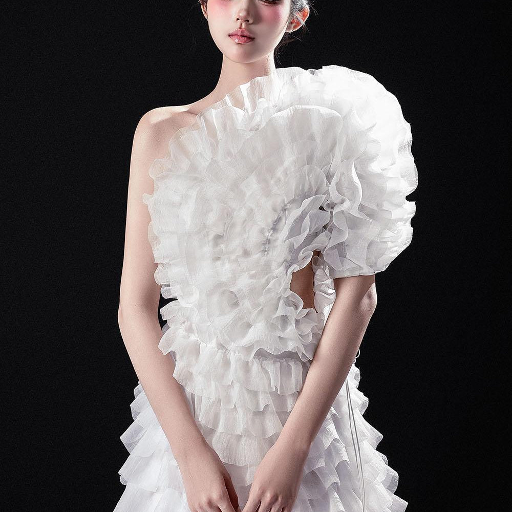 Rose A-line Ruffle Layer Organza Mini Dress - MEAN BLVD