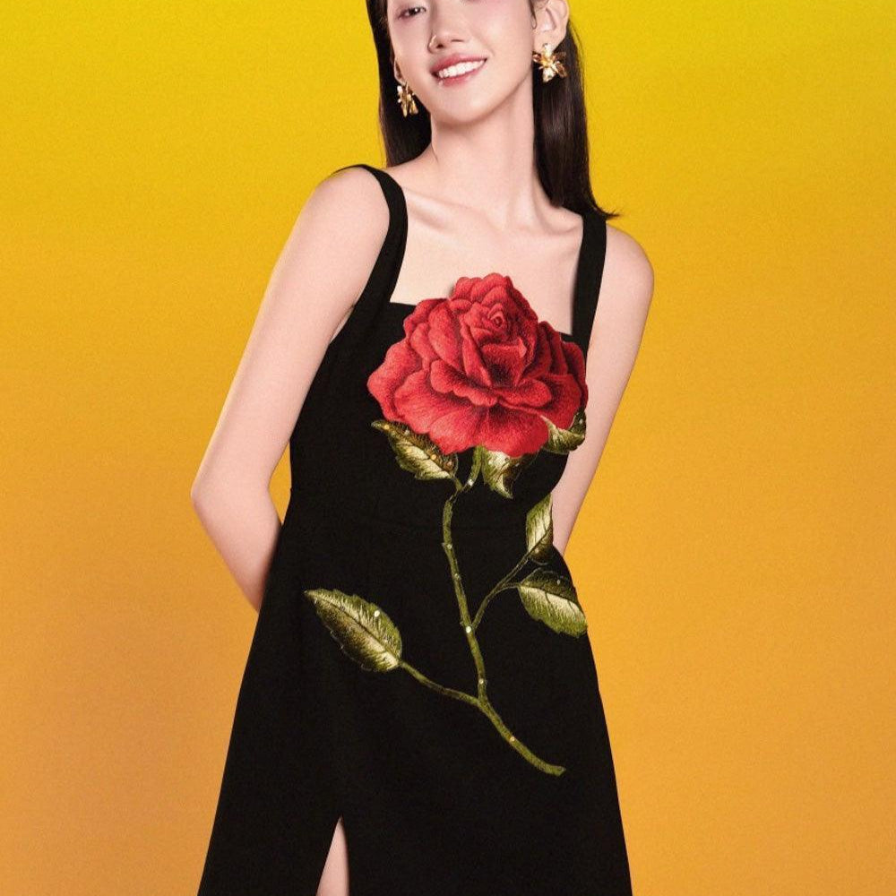 Rose A-line Side Slit Polycotton Mini Dress - MEAN BLVD