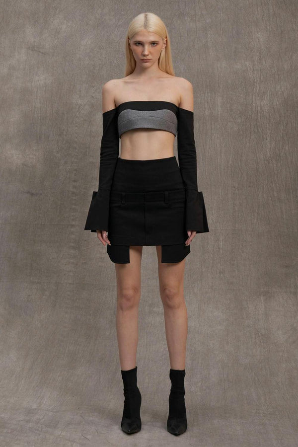 Rosie A-line Asymmetric Cotton Mini Skirt - MEAN BLVD