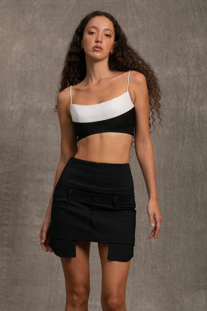 Rosie A-line Asymmetric Cotton Mini Skirt - MEAN BLVD
