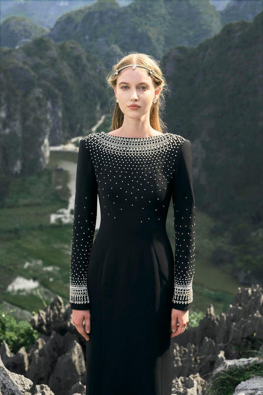 Routefinder A-line Long Sleeved Velvet Floor Length Dress - MEAN BLVD