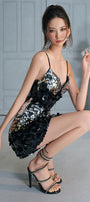 Ruby A-line Spaghetti Strap Sequin Mini Dress - MEAN BLVD