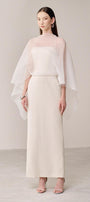 Rusian Sheath Cape Shoulder Organza Cotton Ankle Length Dress - MEAN BLVD