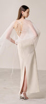 Rusian Sheath Cape Shoulder Organza Cotton Ankle Length Dress - MEAN BLVD
