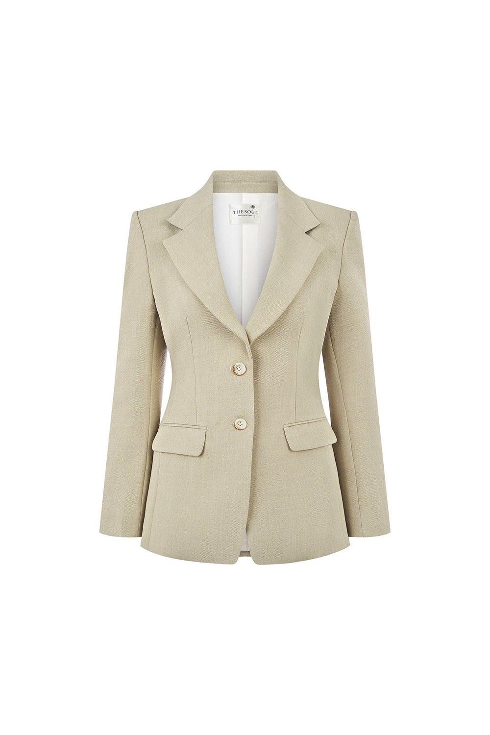 Women's Rustic Structured Square Shoulder Wool Blend Blazer S/M/L ...