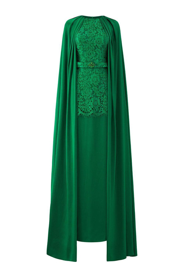 Ruth Sheath Round Neck Silk Lace Floor Length Dress - MEAN BLVD