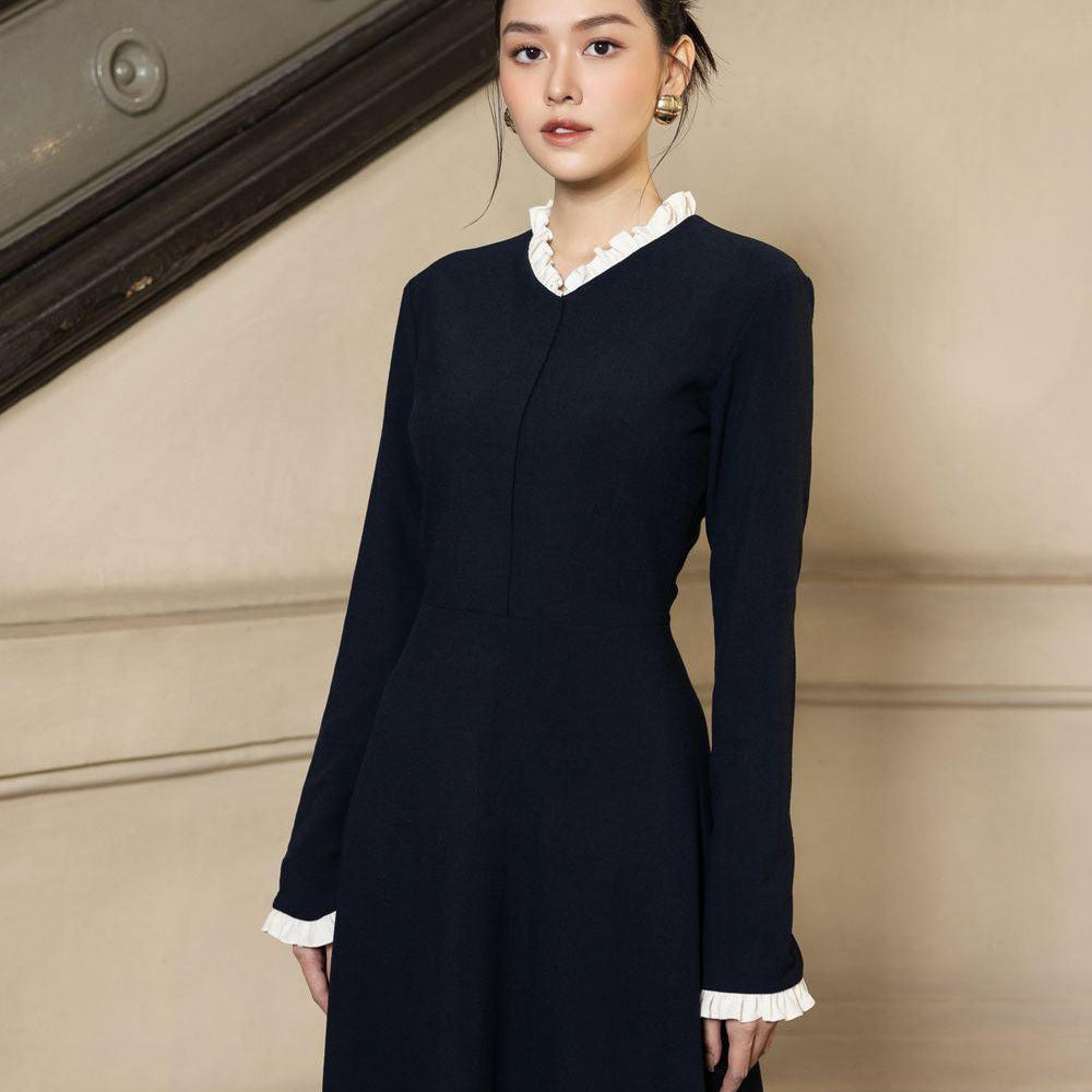 Rylee A-line Long Sleeved Polycotton Midi Dress - MEAN BLVD