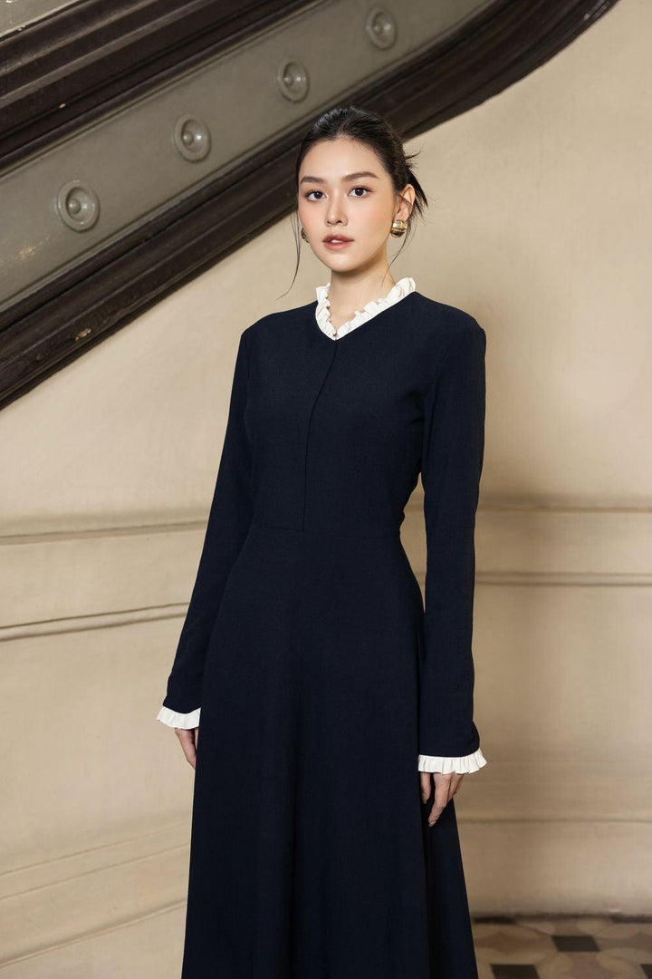 Rylee A-line Long Sleeved Polycotton Midi Dress - MEAN BLVD