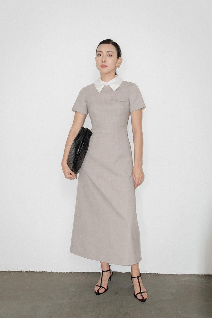 Rylee A-line Short Sleeved Wool Midi Dress - MEAN BLVD