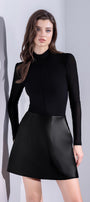 Sabina Bodycon Mock Neck Mesh Spandex Top - MEAN BLVD