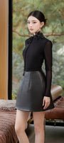 Sabina Bodycon Mock Neck Mesh Spandex Top - MEAN BLVD
