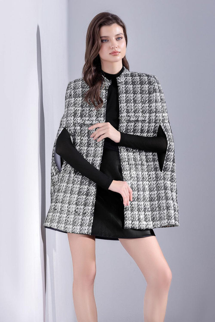 Sabina Straight Square Shoulder Tweed Cape - MEAN BLVD