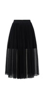 Sadie Gathered See-Through Tulle Below The Knee Skirt - MEAN BLVD