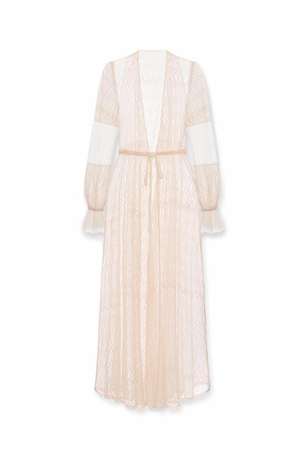 Sadie Straight Poet Sleeved Tulle Ankle Length Robe - MEAN BLVD