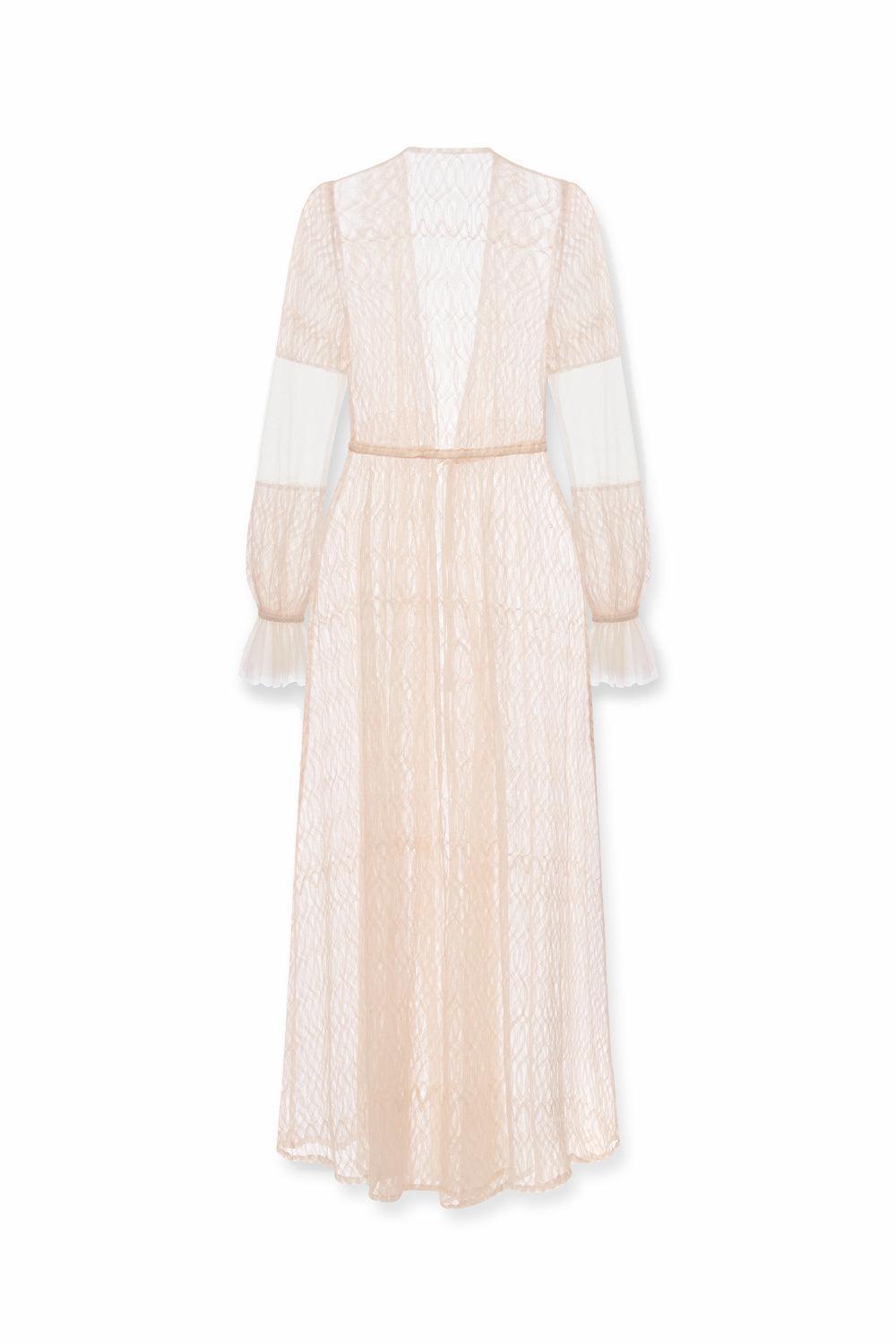 Sadie Straight Poet Sleeved Tulle Ankle Length Robe - MEAN BLVD