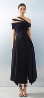 Saffira Asymmetric Off-Shoulder Spandex Ankle Length Dress - MEAN BLVD