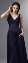 Sail Away Pleated V-Neck Silk Ankle Length Dress - MEAN BLVD