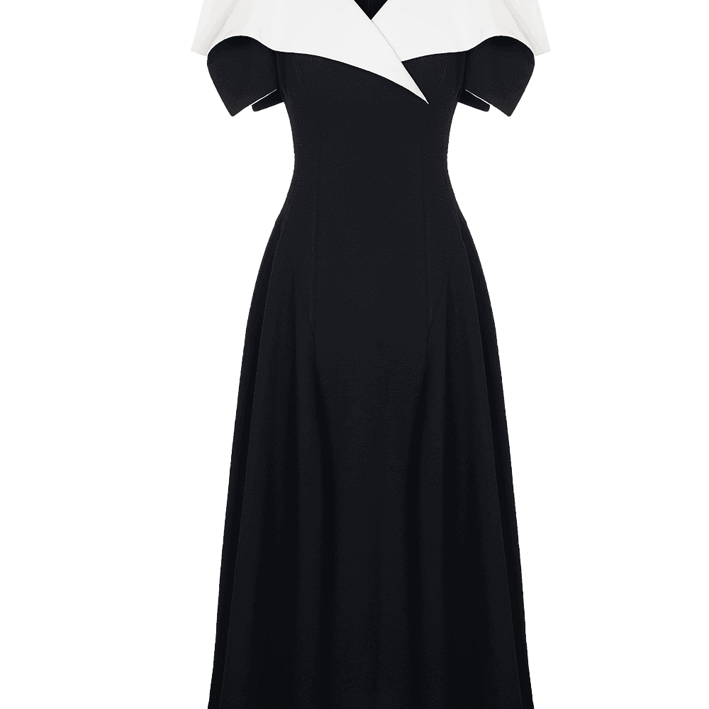 Sailor A-line Cap Sleeved Ribbed Cotton Midi Dress - MEAN BLVD