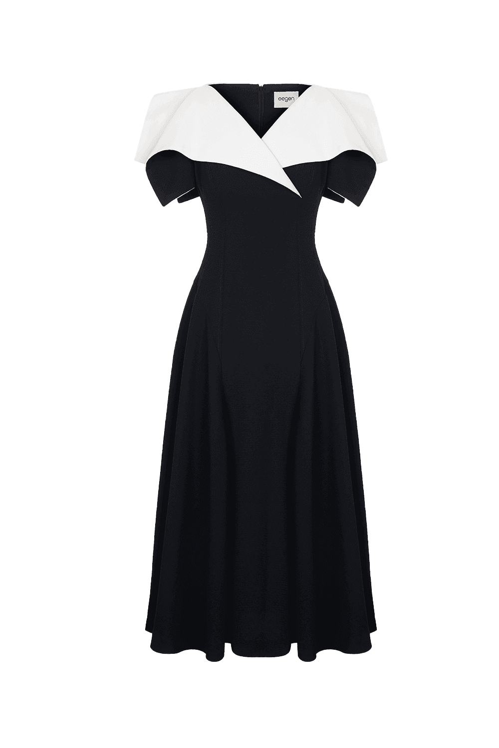 open lace back dress Women's Sailor A-line Cap Sleeved Ribbed Cotton Midi Dress S/M/L/XL  Black/White MEAN BLVD