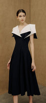 Sailor A-line Cap Sleeved Ribbed Cotton Midi Dress - MEAN BLVD