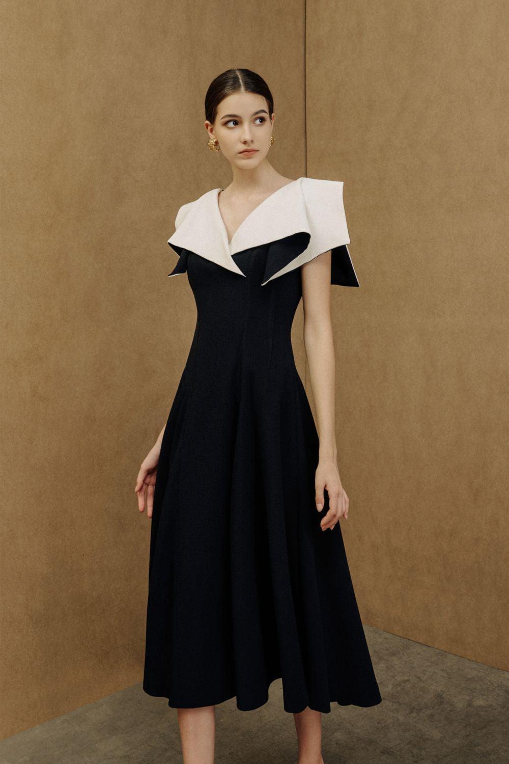 Sailor A-line Cap Sleeved Ribbed Cotton Midi Dress - MEAN BLVD