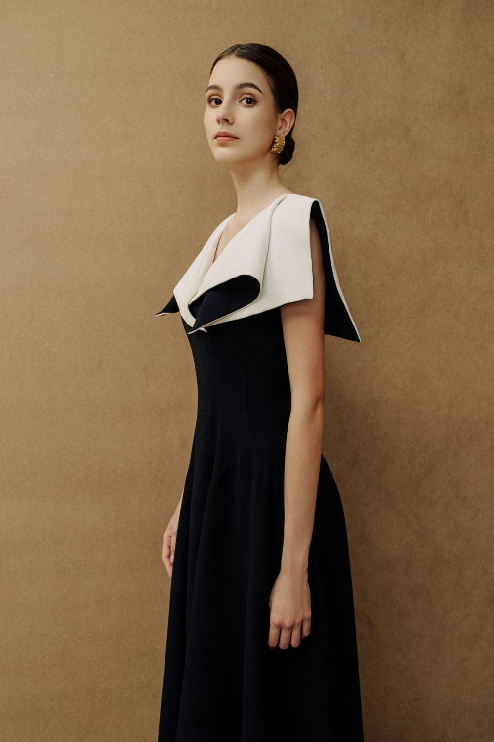Sailor A-line Cap Sleeved Ribbed Cotton Midi Dress - MEAN BLVD