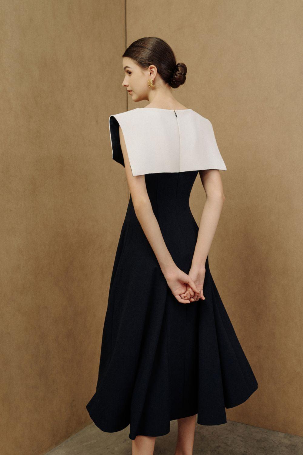 Sailor A-line Cap Sleeved Ribbed Cotton Midi Dress - MEAN BLVD