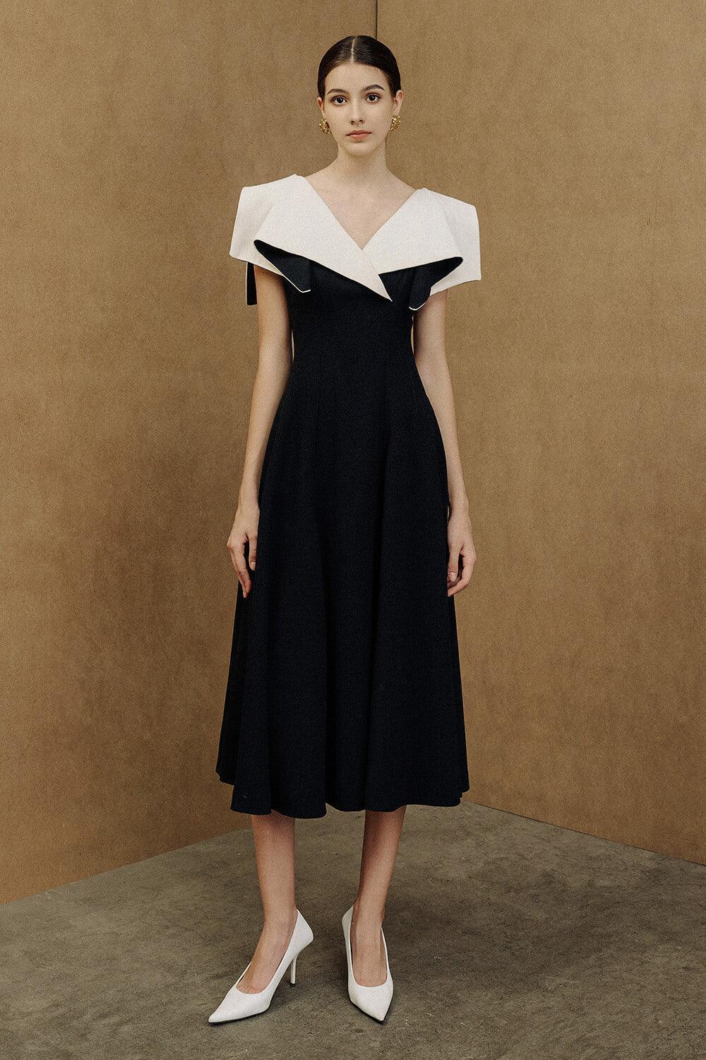 Sailor A-line Cap Sleeved Ribbed Cotton Midi Dress - MEAN BLVD