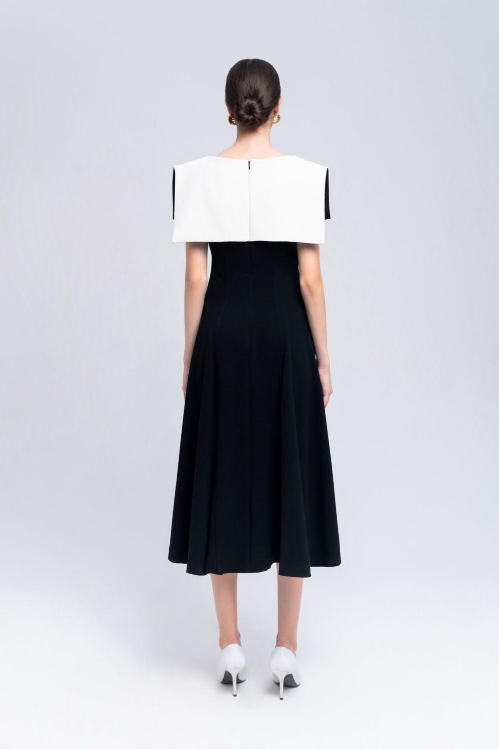 Sailor A-line Cap Sleeved Ribbed Cotton Midi Dress - MEAN BLVD