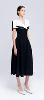 Sailor A-line Cap Sleeved Ribbed Cotton Midi Dress - MEAN BLVD