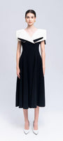 Sailor A-line Cap Sleeved Ribbed Cotton Midi Dress - MEAN BLVD