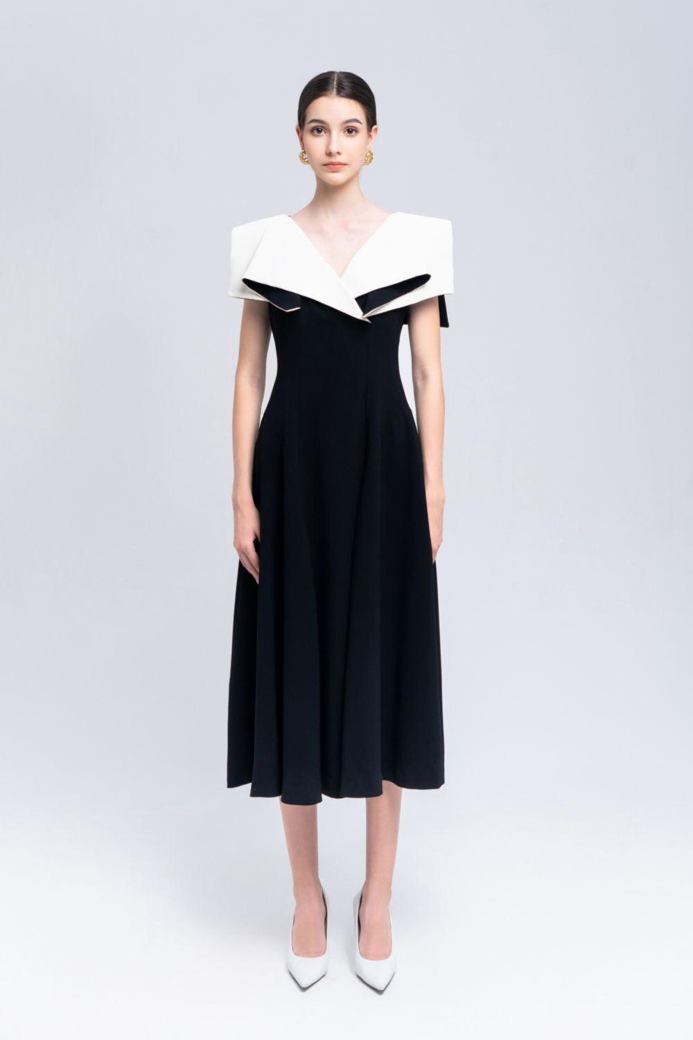 Sailor A-line Cap Sleeved Ribbed Cotton Midi Dress - MEAN BLVD