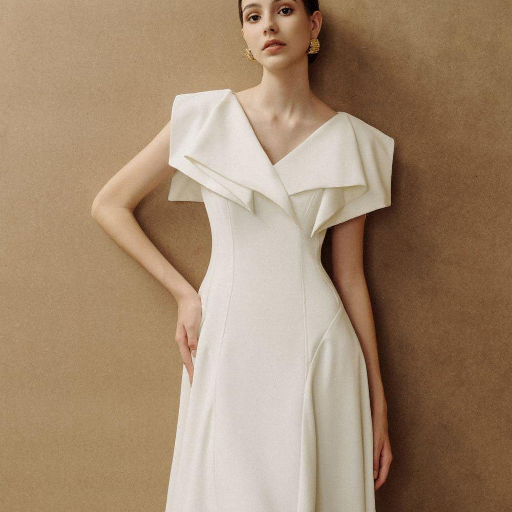 Sailor A-line Cap Sleeved Ribbed Cotton Midi Dress - MEAN BLVD