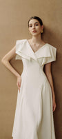 Sailor A-line Cap Sleeved Ribbed Cotton Midi Dress - MEAN BLVD