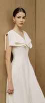 Sailor A-line Cap Sleeved Ribbed Cotton Midi Dress - MEAN BLVD