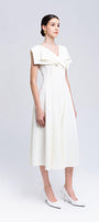 Sailor A-line Cap Sleeved Ribbed Cotton Midi Dress - MEAN BLVD