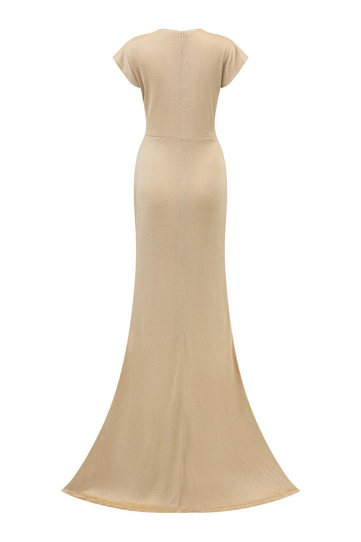 Salinas Sheath Crossover Jersey Floor Length Dress - MEAN BLVD