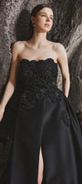Samantha Ball Gown Straight Across Neck Taffeta Maxi Dress - MEAN BLVD