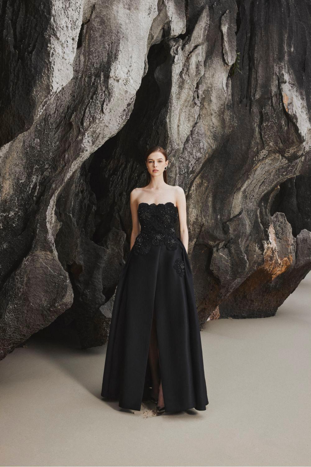 Samantha Ball Gown Straight Across Neck Taffeta Maxi Dress - MEAN BLVD