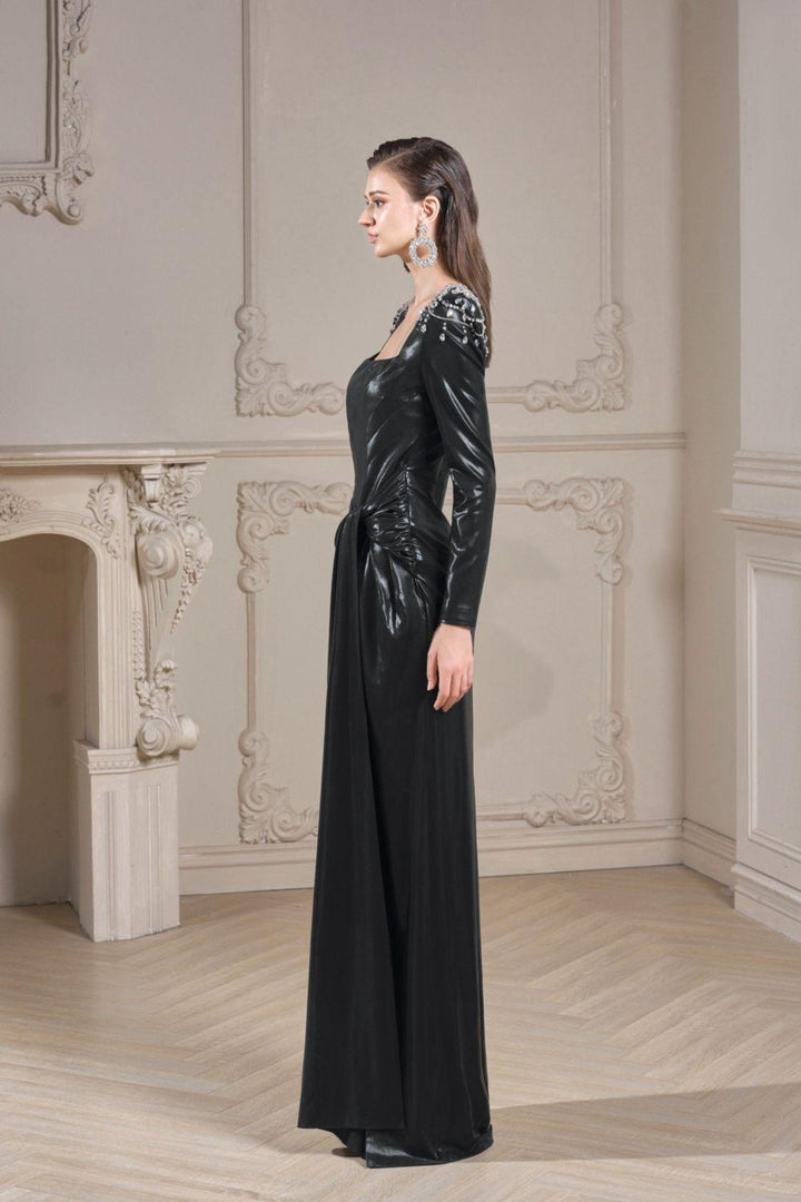 Samantha Sarong Side Slit Silk Floor Length Dress - MEAN BLVD